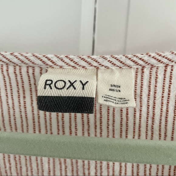 Roxy White Orange Long Sleeve Button Up Small - Picture 3 of 3